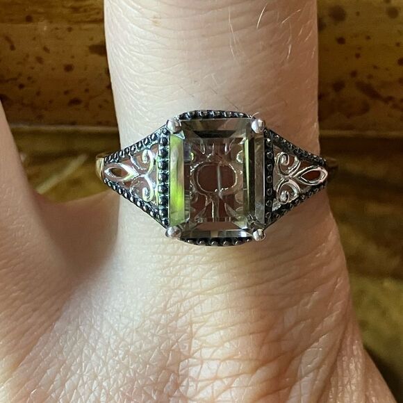 Natural Smoky Quartz Sterling Silver Solitaire Ring Size 10 - Picture 1 of 9